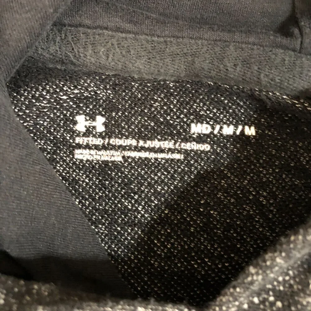Under Armour Hoodie Men Medium Gray Logo Pullover Fitted‎ Sweatshirt Sportswear